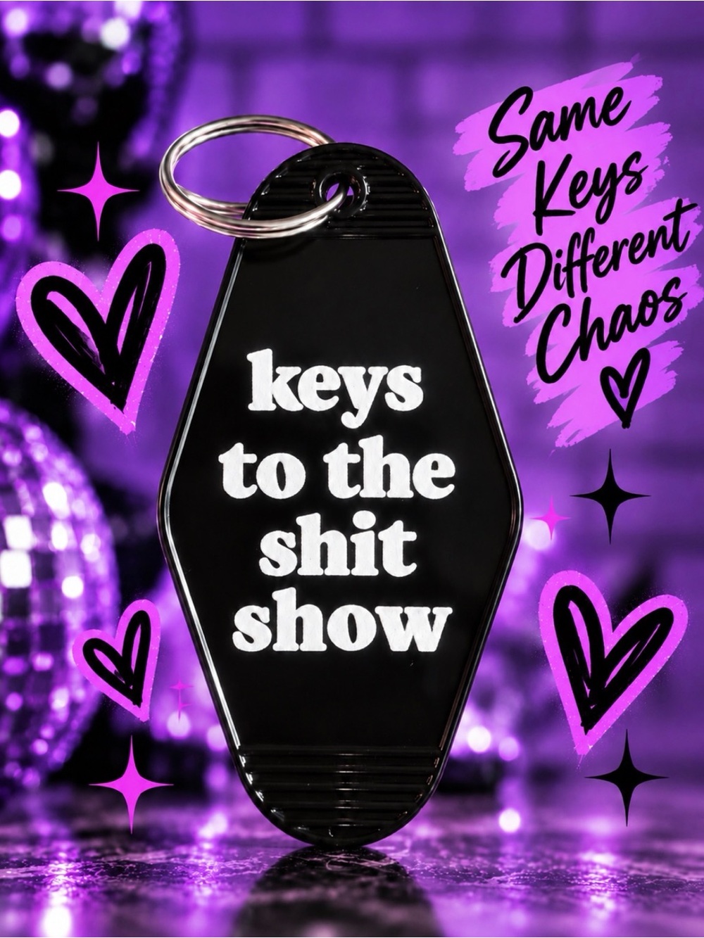 Black Novelty Key & Card Holder - 'Keys to the Shit Show'